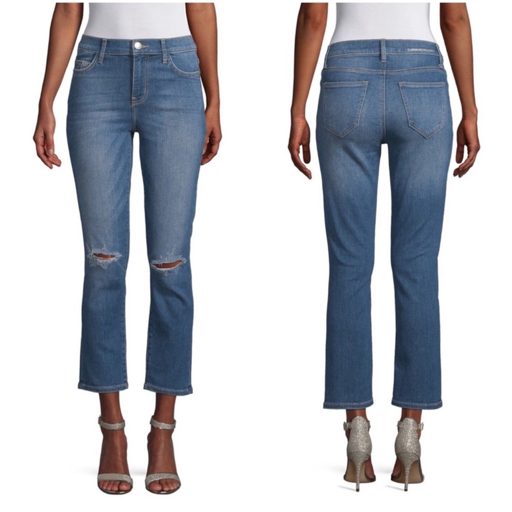 NEW $218 Current Elliot High Rise Straight Jeans denim distressed 119
